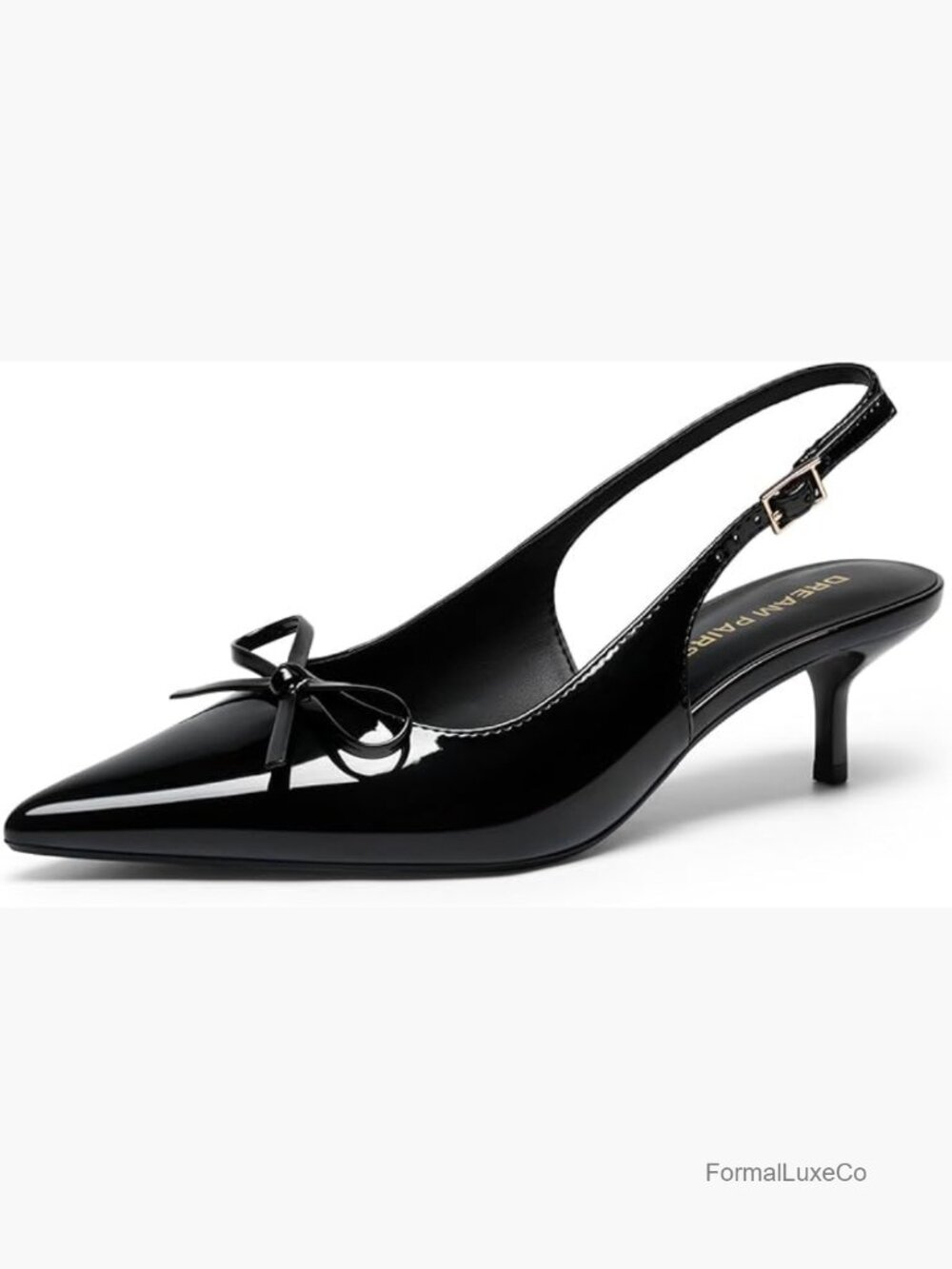 Slingback Kitten Heels Pointed Toe Bow Dress Shoes Comfortable Wedding Pumps